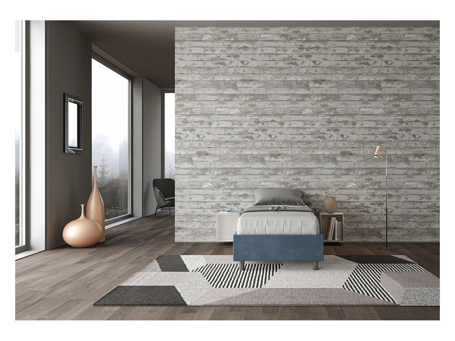Bedbodem met gestoffeerde bodem 90x190 Azelia microvezel blauw