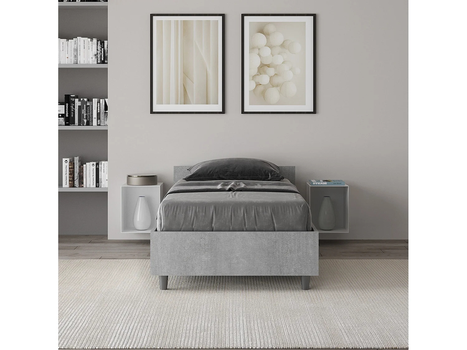 Lit sans sommier 80x190 béton Nuamo