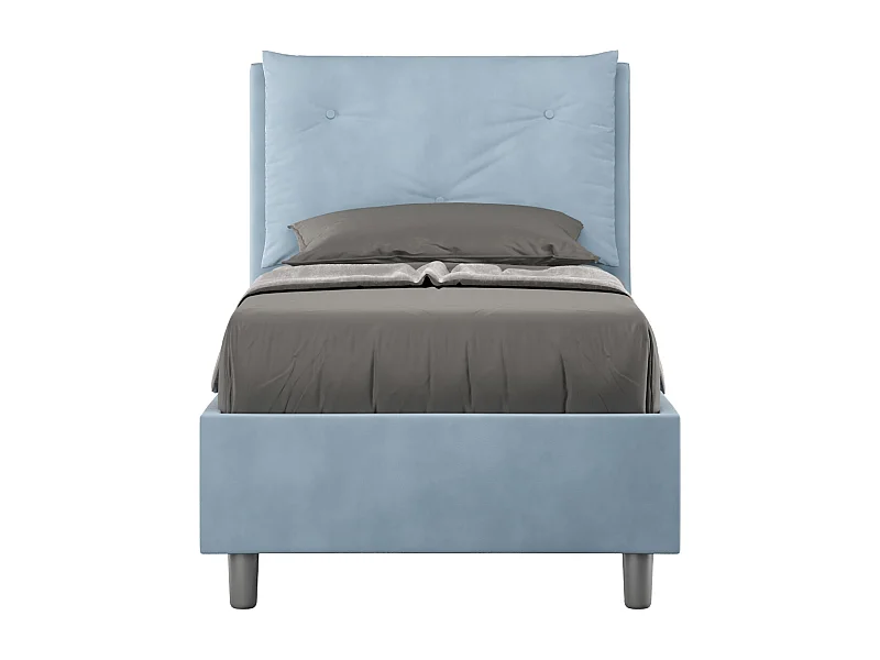 Lit microfibre bleu clair Appia avec sommier rembourré 90x210