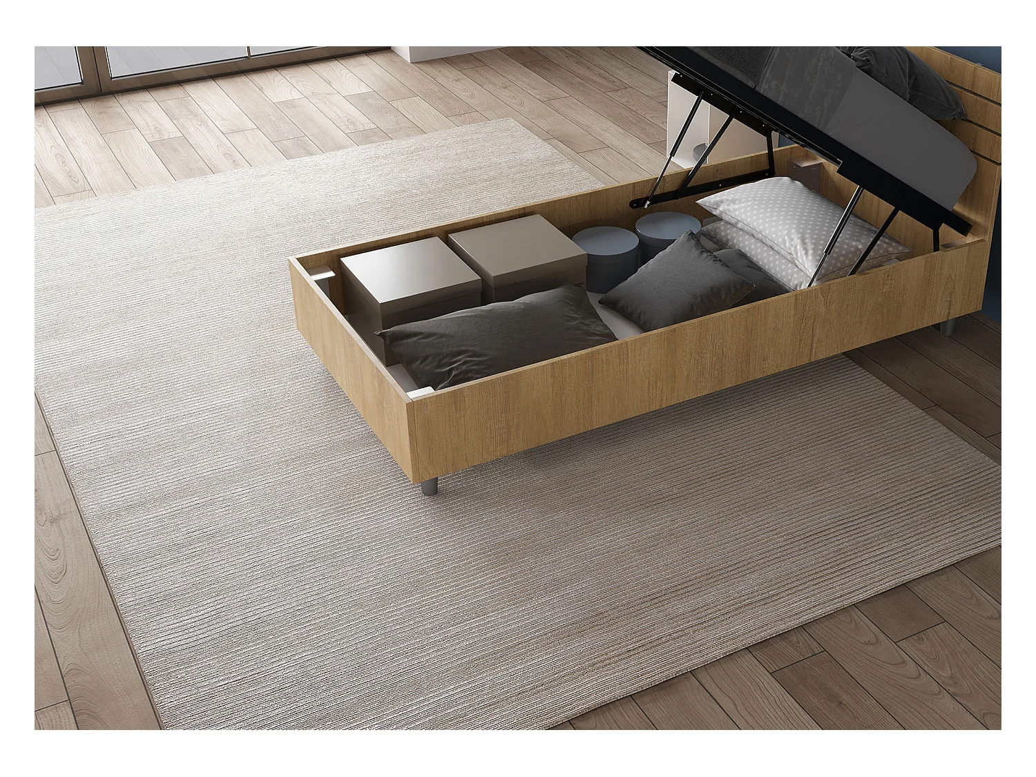 Cama sin somier 80x190 Cabecero inclinado roble Demas