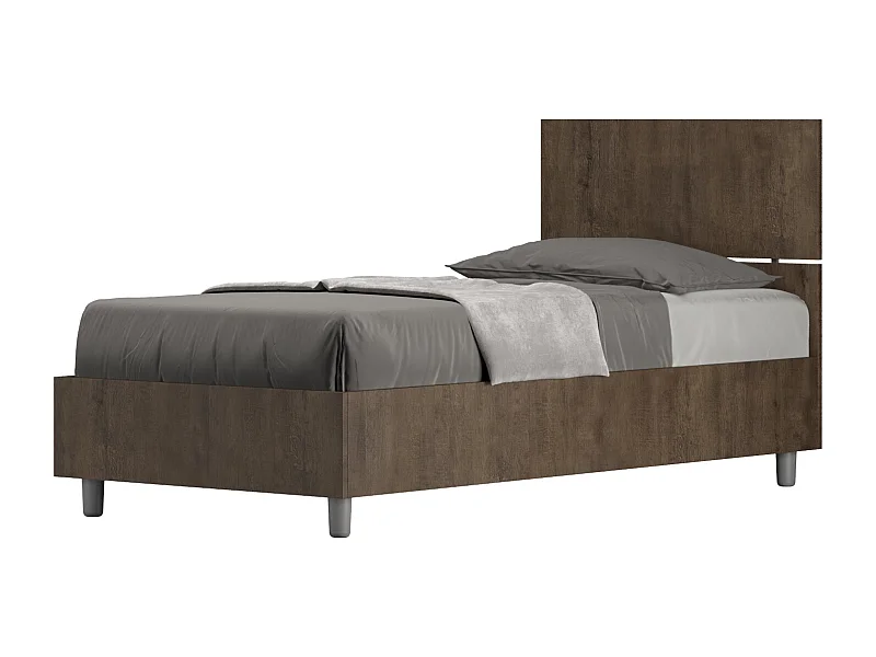 Letto con rete 80x190 testata dritta noce Demas