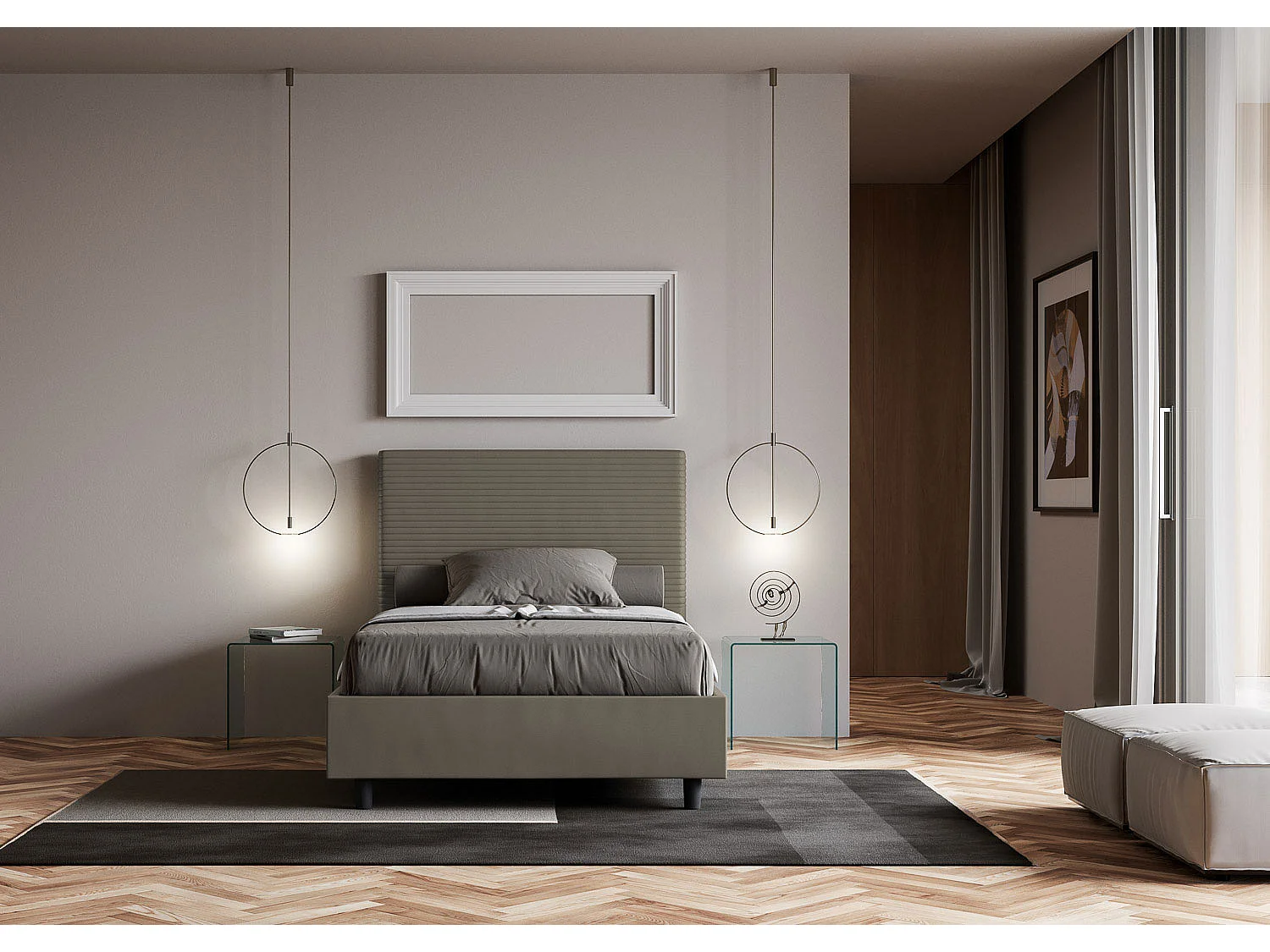 Lit Focus 100x210 avec sommier cappuccino