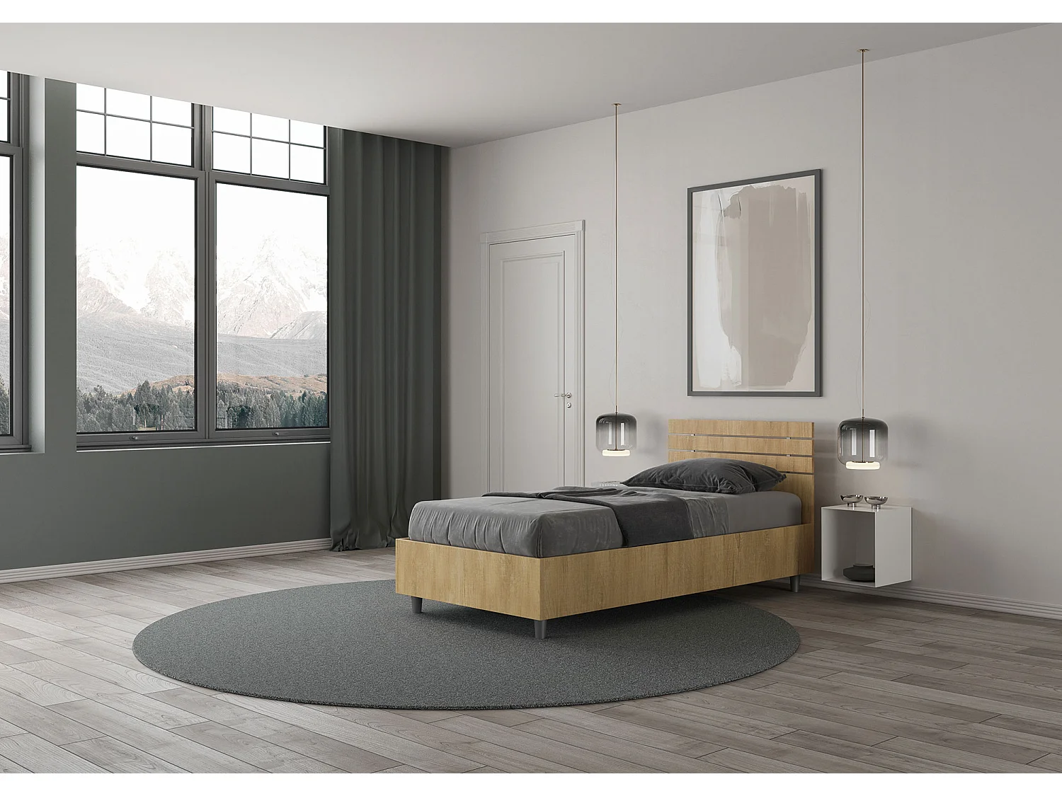 Letto senza rete 80x200 testata dritta con doghe quercia Ankel