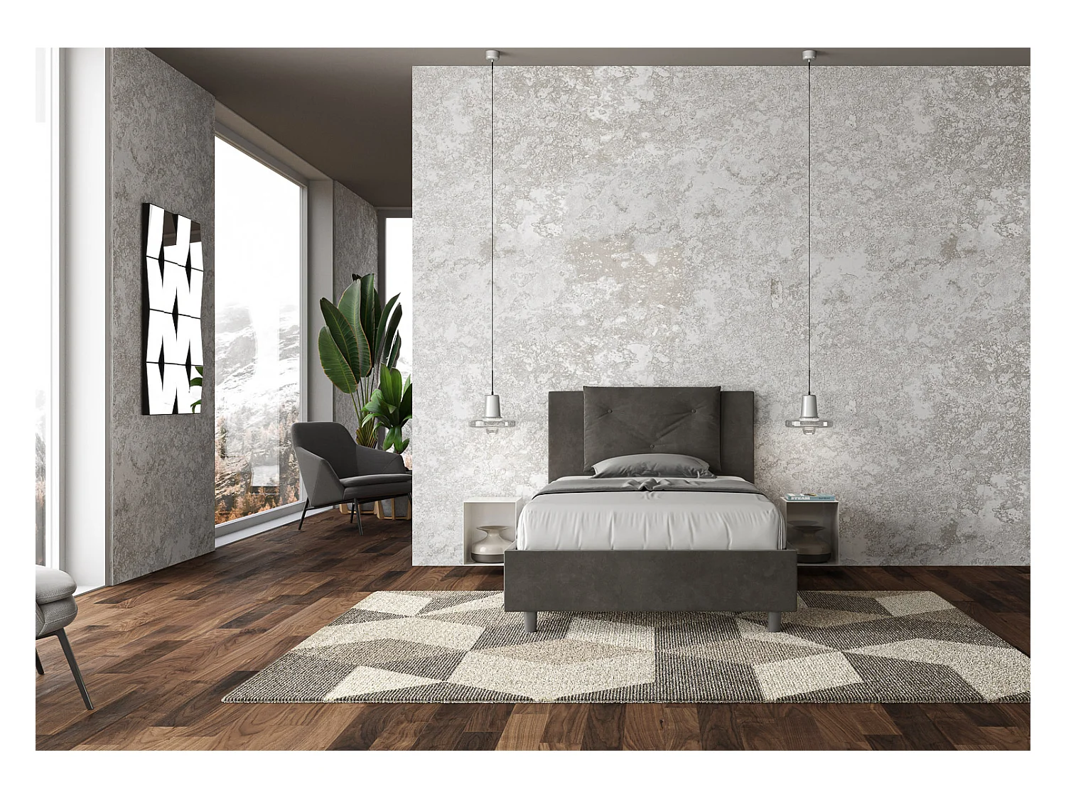 Lit Appia 110x200 sans sommier gris