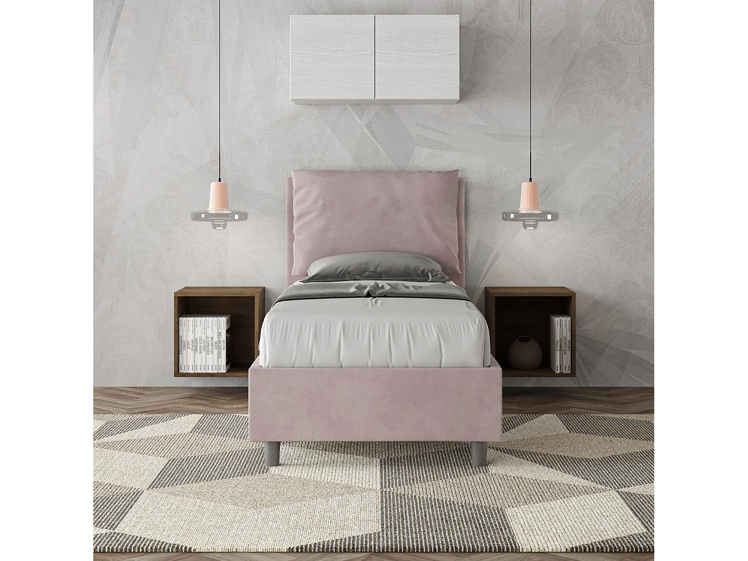 Cama acolchada microfibra glicina Antea 90x200 sin somier