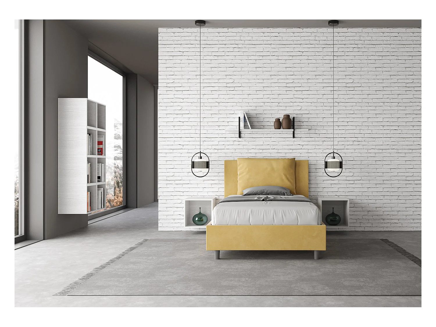 Lit Antea 110x210 sommier et conteneur ocre
