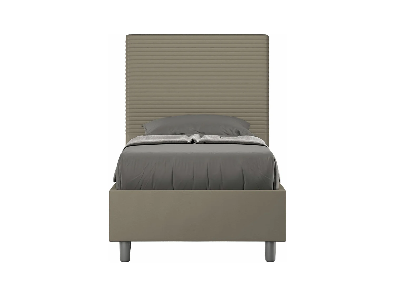 Letto senza rete imbottito 90x210 similpelle cappuccino Focus