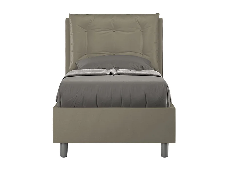 Cama Annalisa capuchino tapizada símil piel sin base 80x210