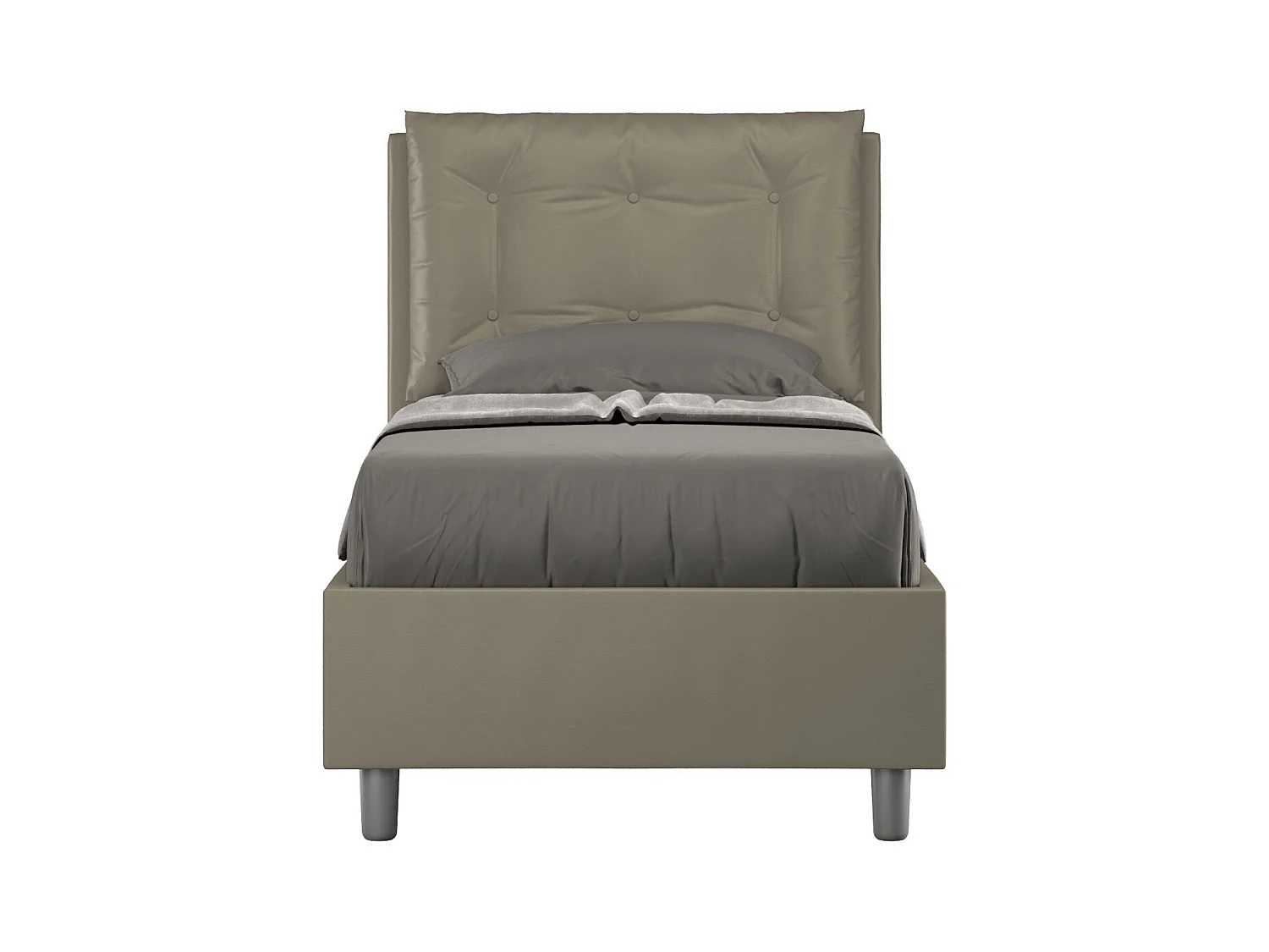Letto senza rete imbottito 80x210 similpelle cappuccino Annalisa