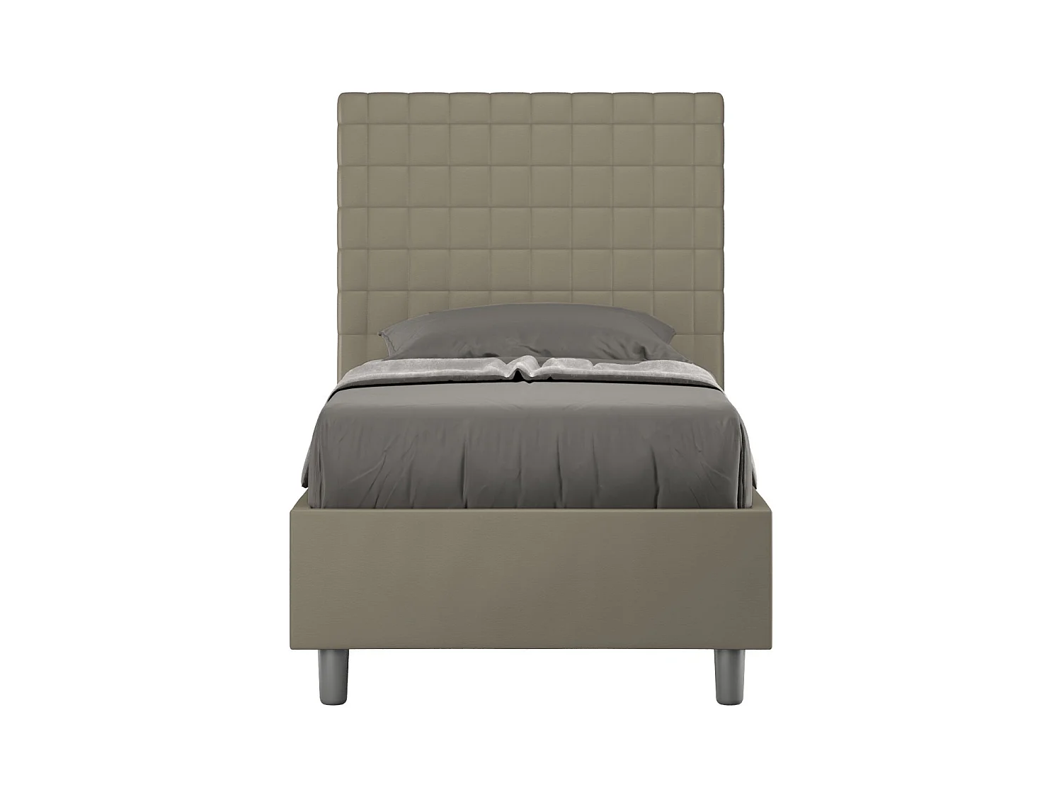 Letto senza rete imbottito 90x200 similpelle cappuccino Sunny