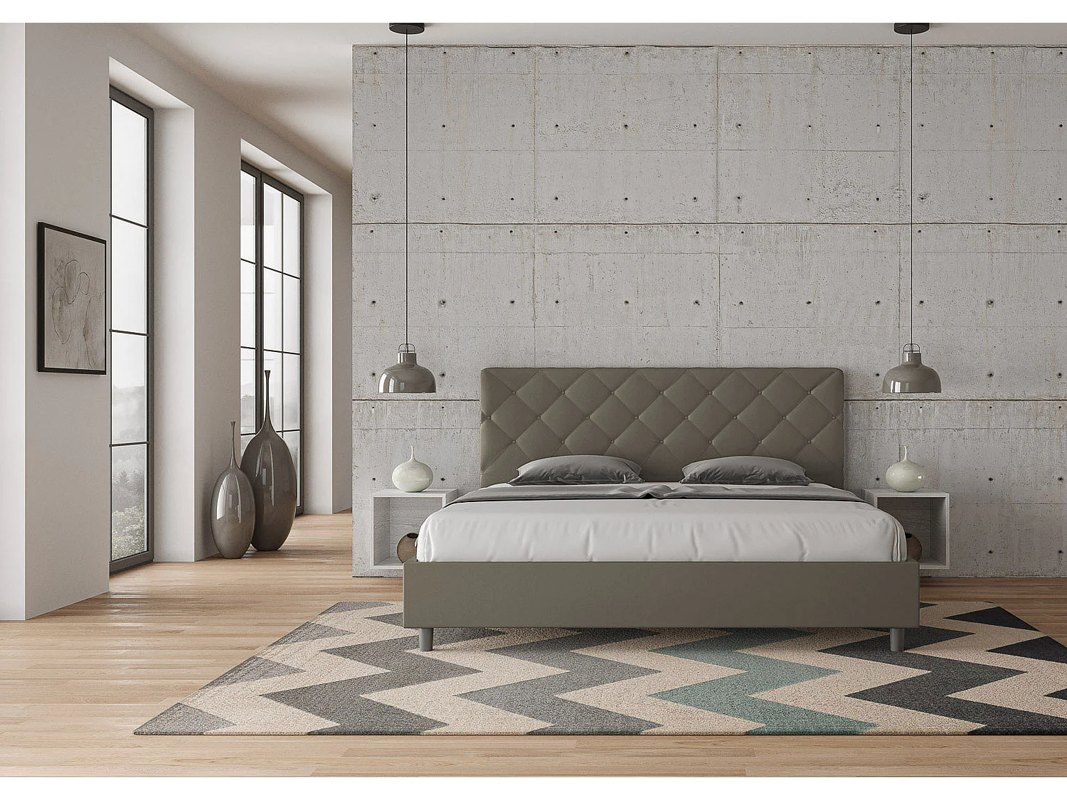 Letto Priya 190x210 con rete cappuccino