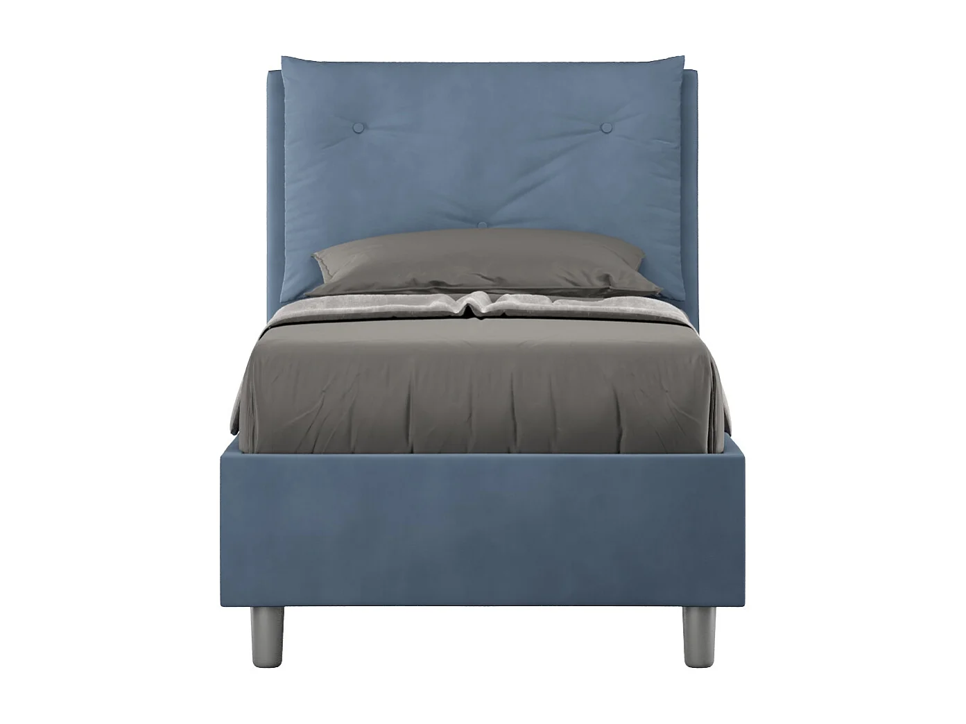 Cama de microfibra azul Appia con somier acolchado 80x200