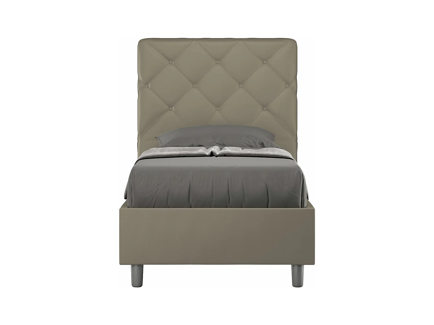 Cama Priya capuchino tapizada símil piel sin base 80x190