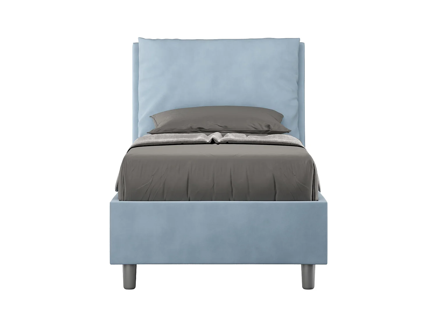 Letto senza rete imbottito 90x200 microfibra azzurro Antea