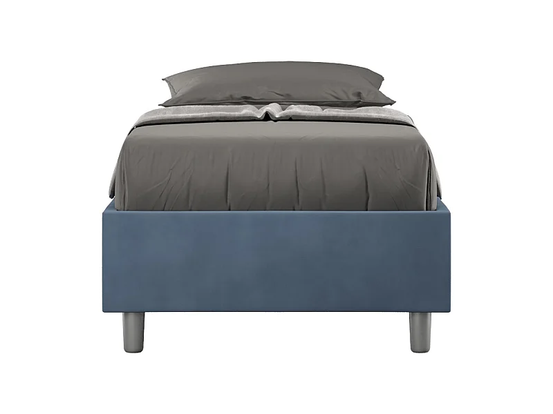 Lit Sommier avec sommier capitonné 80x190 Azelia microfibre bleu