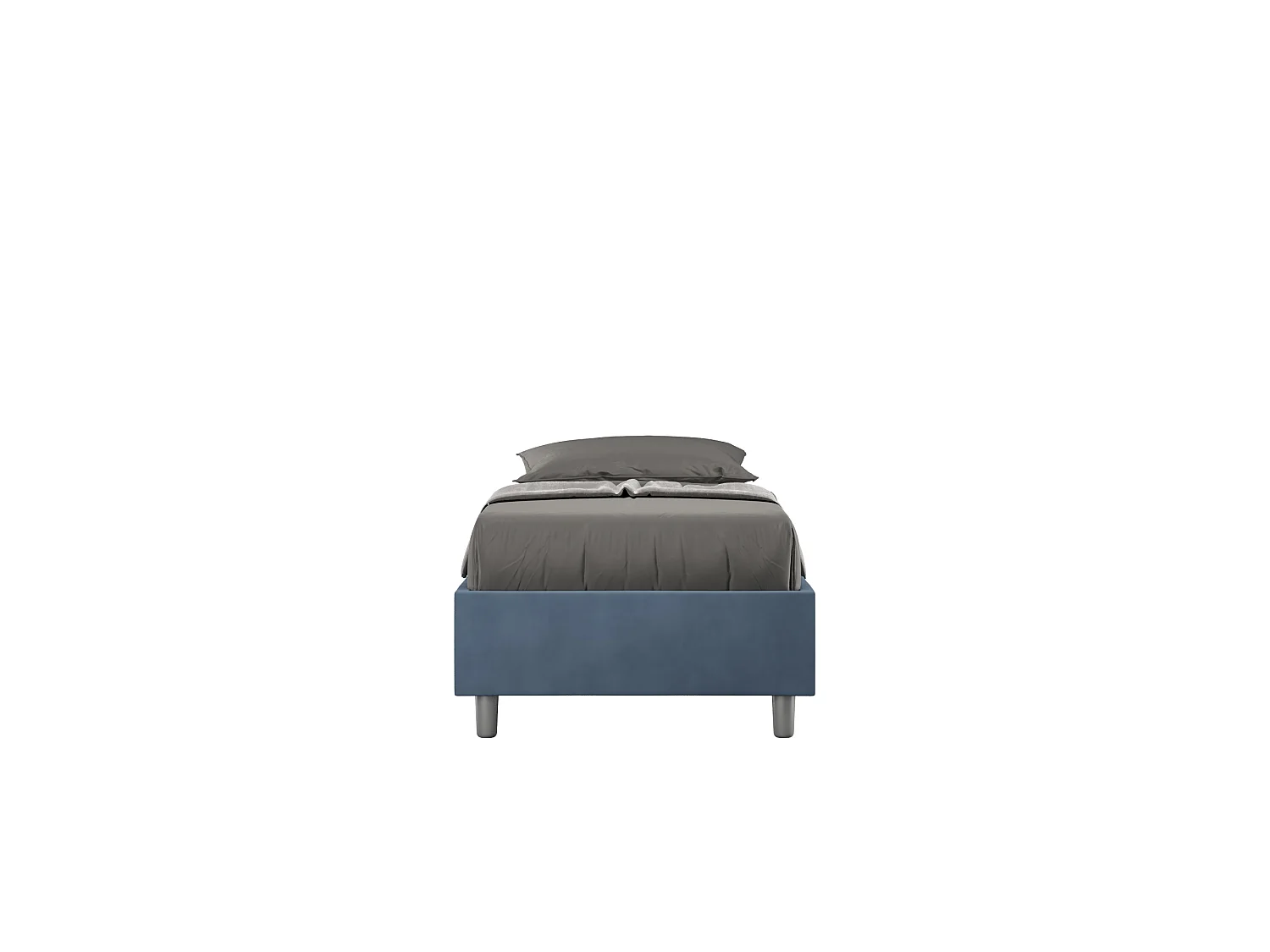 Letto Sommier con rete imbottito 80x190 microfibra blu Azelia