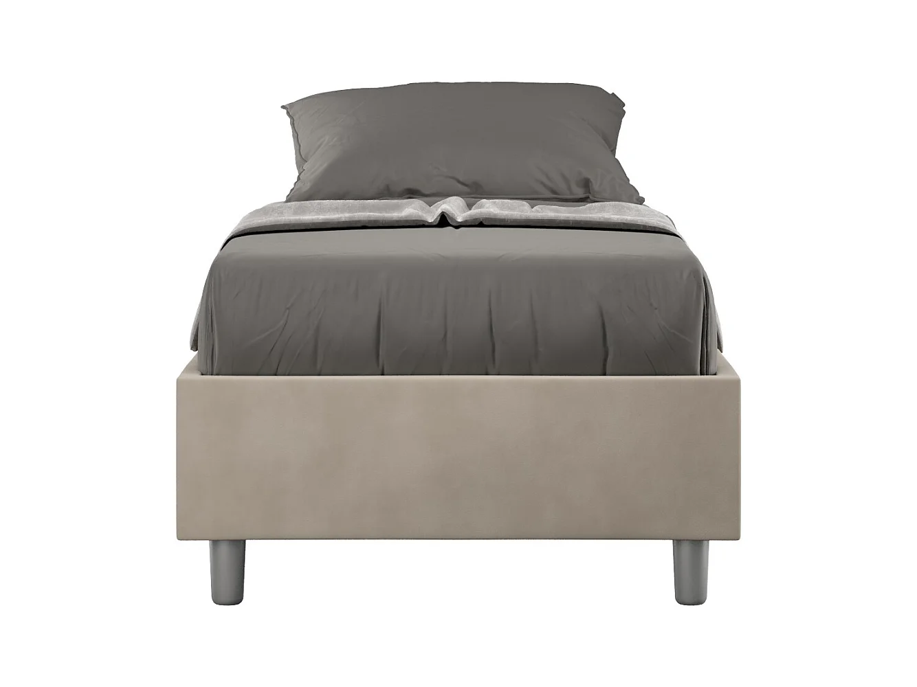 Lit Sommier avec sommier capitonné 80x190 en microfibre Azelia sable