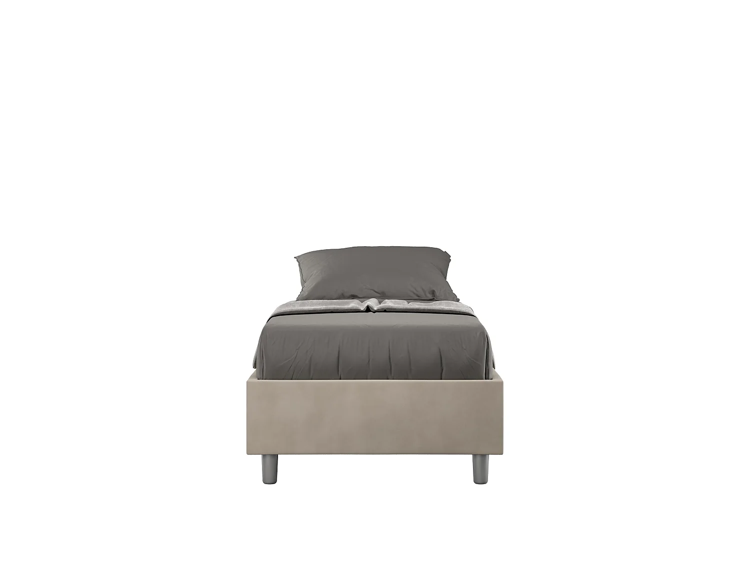 Letto Sommier con rete imbottito 80x190 microfibra sabbia Azelia
