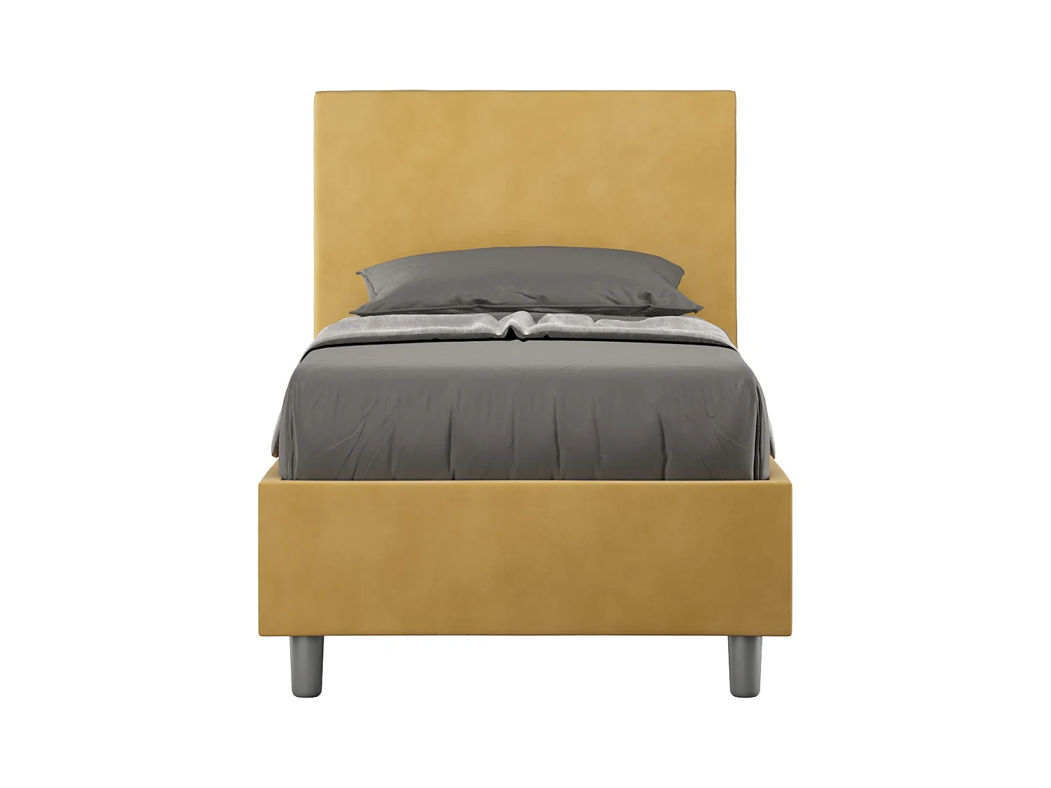 Lit Adele avec sommier capitonné microfibre 80x200 ocre
