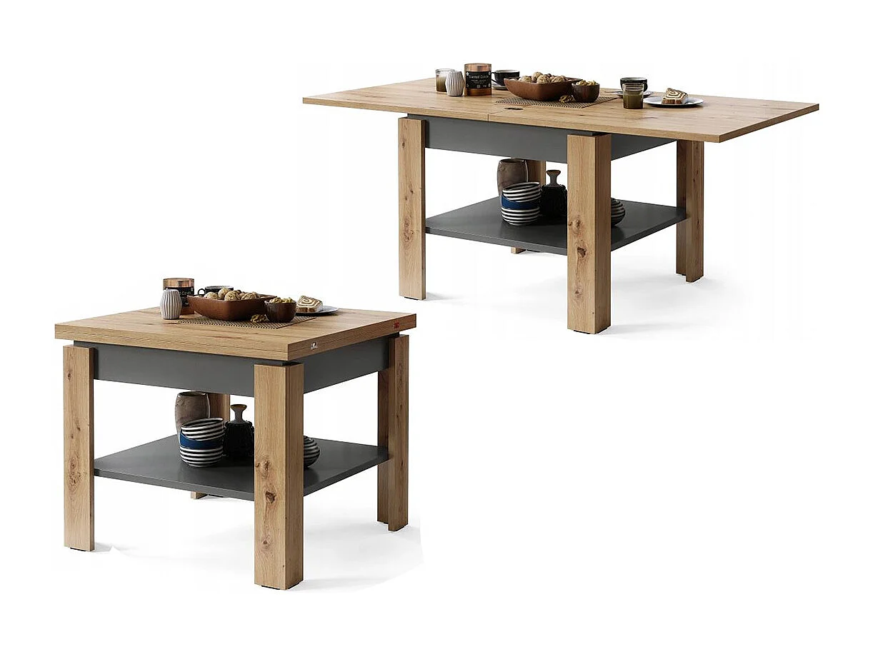 TABLE BASSE LEONOR BOIS / GRIS EXTENSIBLE JUSQU'A 130 CM