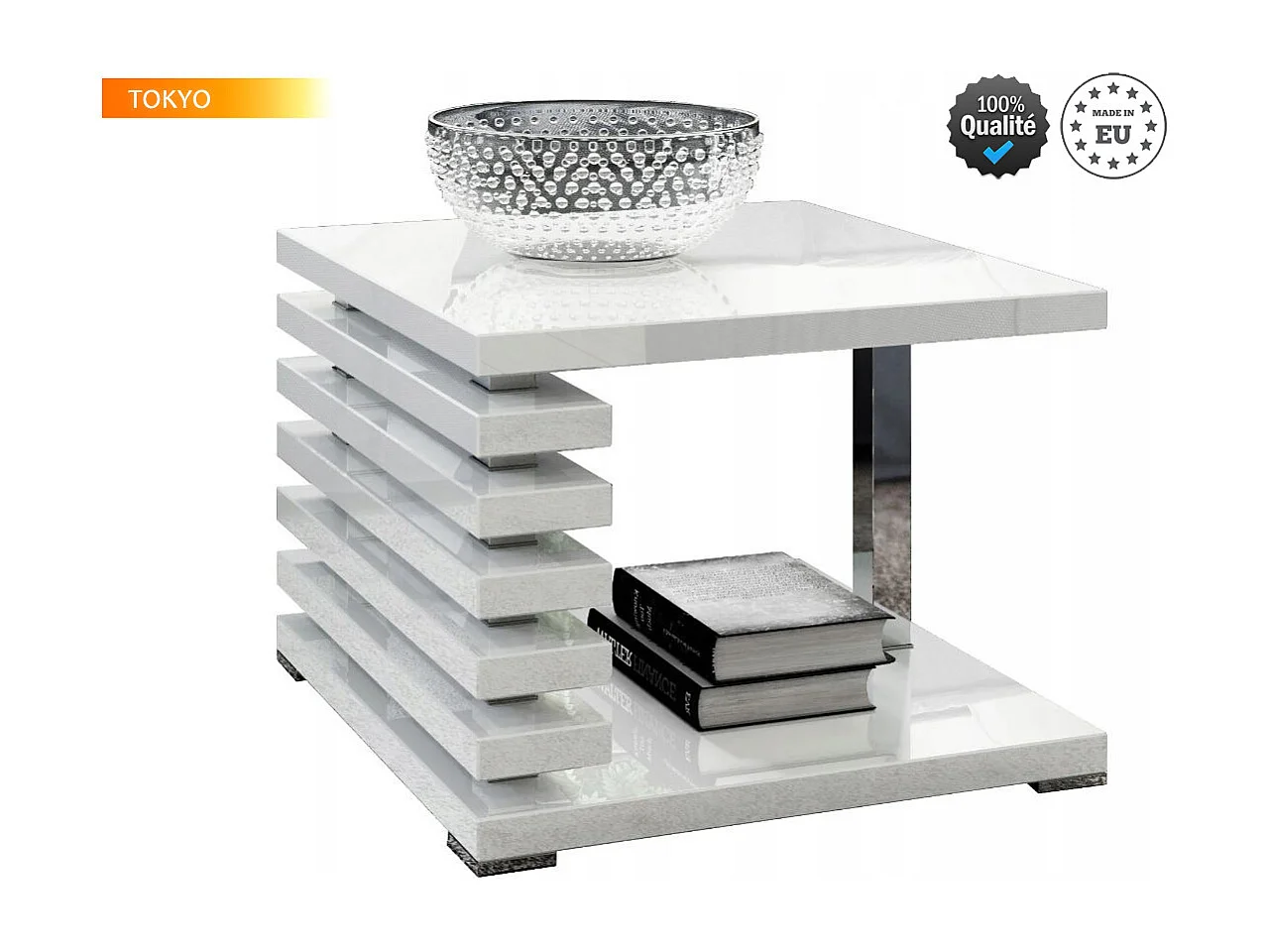 TABLE BASSE TOKYO BLANC LAQUE DESIGN 60 x 60 HAUTEUR 51 CM