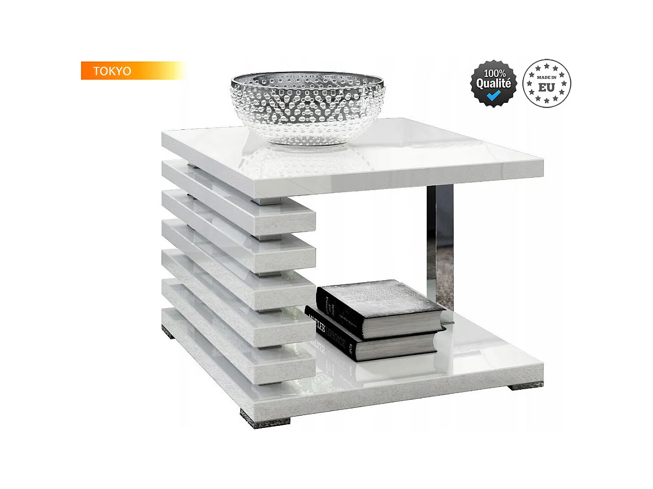 TABLE BASSE TOKYO BLANC LAQUE DESIGN 60 x 60 HAUTEUR 51 CM