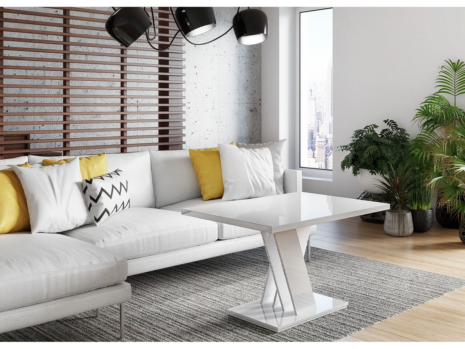 TABLE BASSE MALAVA - BLANC LAQUE 100 X 70 CM