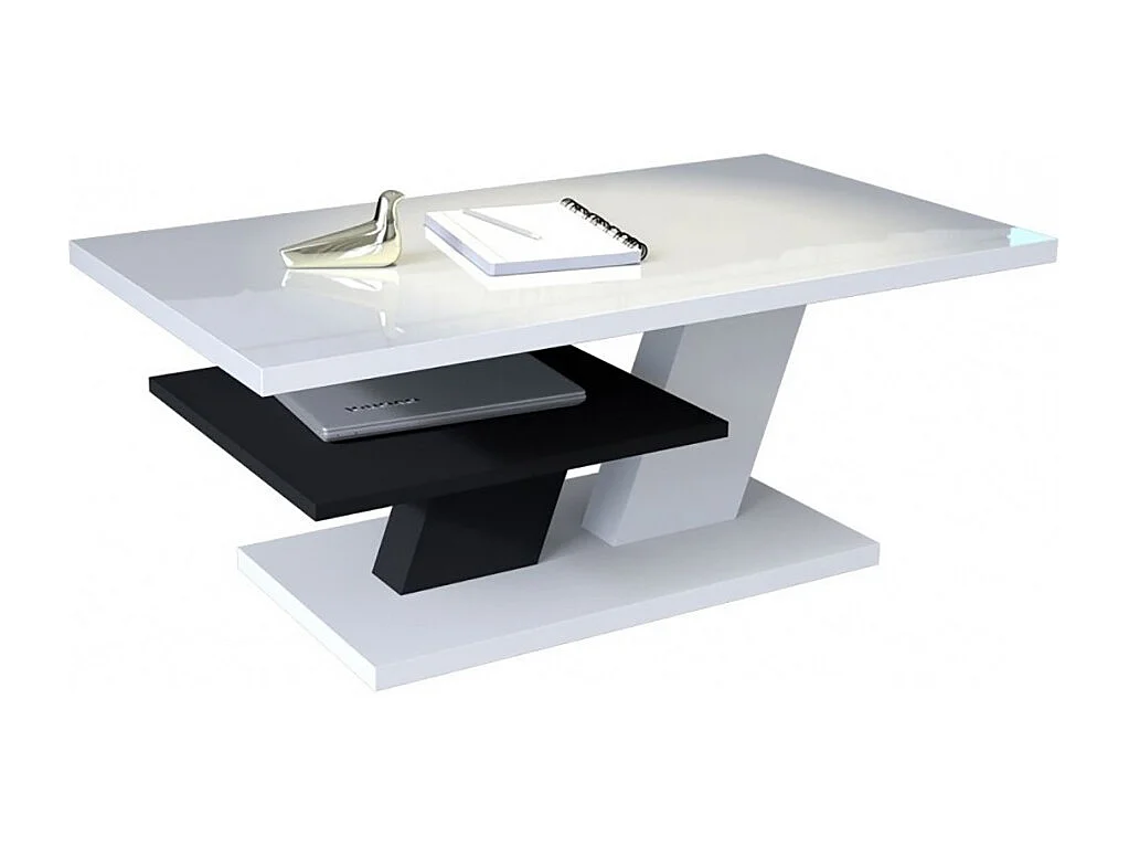 TABLE BASSE BELVEDERE 110 CM AVEC PLATEAU BLANC LAQUE