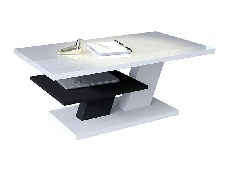 TABLE BASSE BELVEDERE 110 CM AVEC PLATEAU BLANC LAQUE