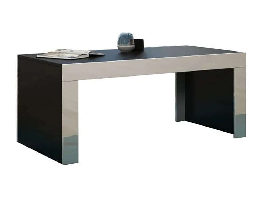 Grande table basse Spider Noir mat avec bordures blanc laquées