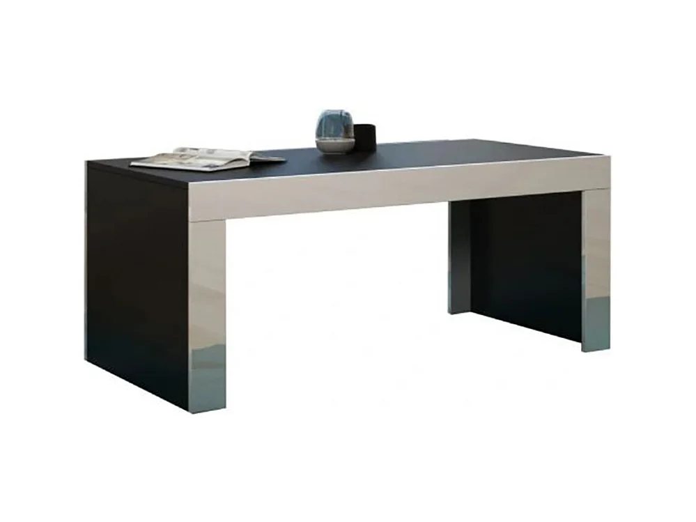 Grande table basse Spider Noir mat avec bordures blanc laquées