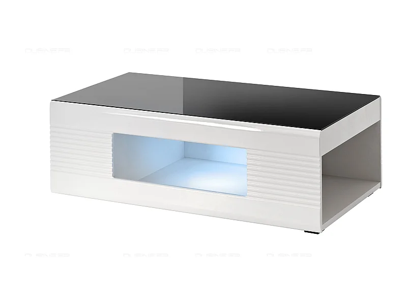 Table basse Koala illuminé LED et blanc laqué
