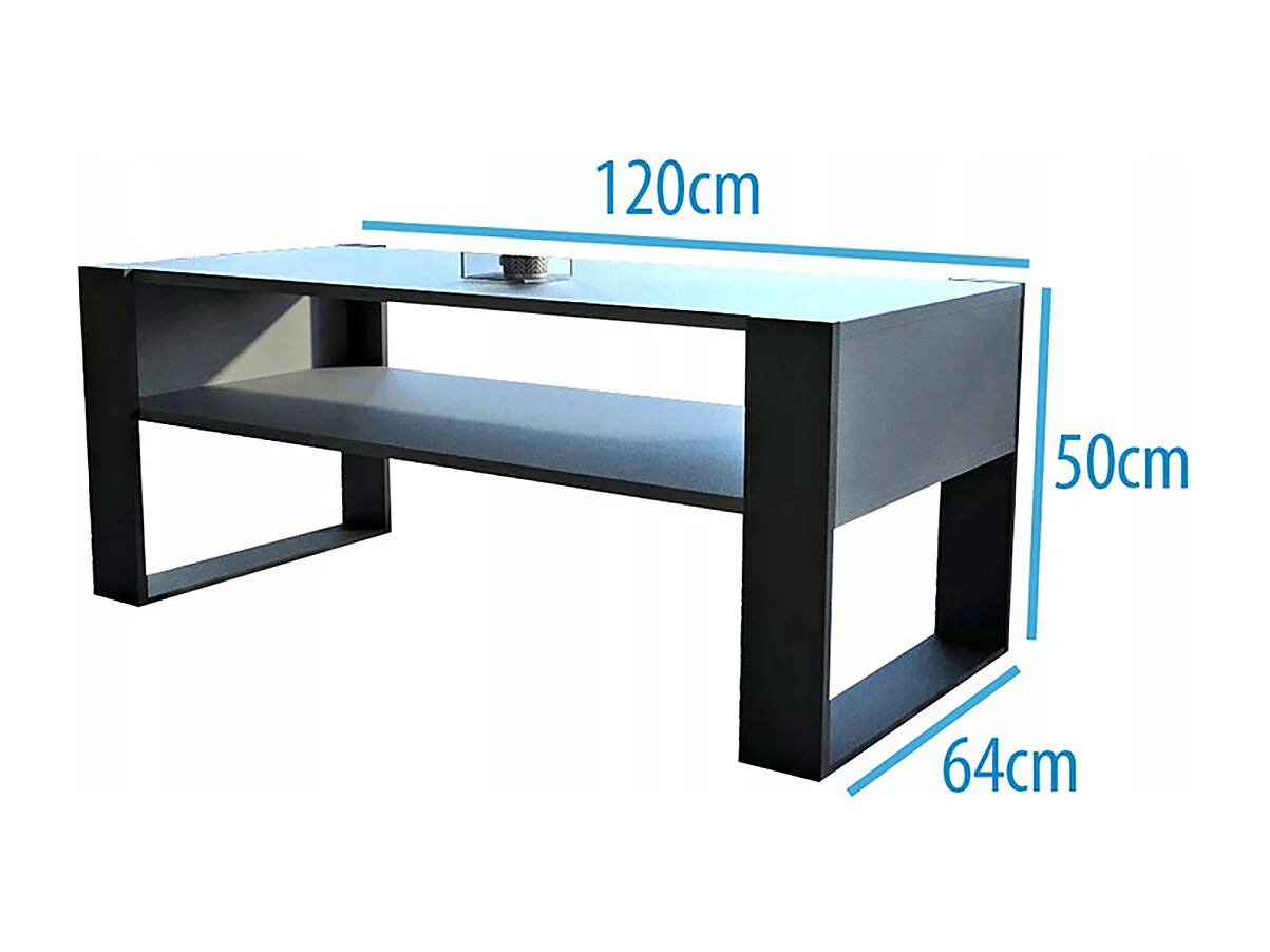 TABLE BASSE LOVY BLANC / NOIR - STYLE INDUSTRIEL - 120cm x 64 cm