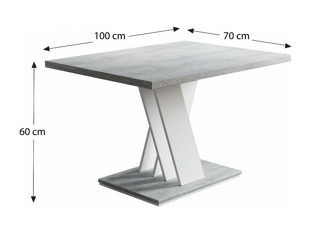 TABLE BASSE MALAVA - BETON ET BLANC 100 X 70 CM