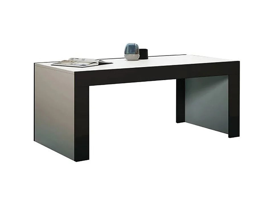 Grande table basse Spider Blanc mat avec bordures noir laquées