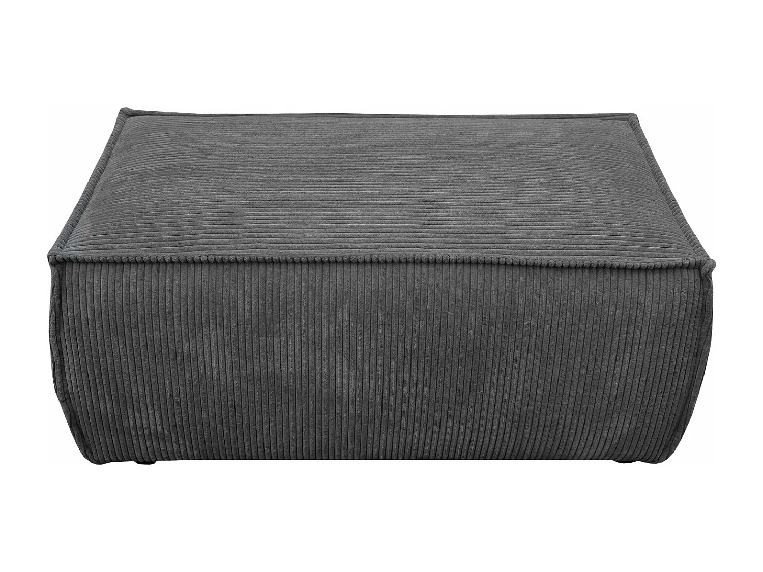 Pouf en Velours Côtelé Eva Gris Anthracite