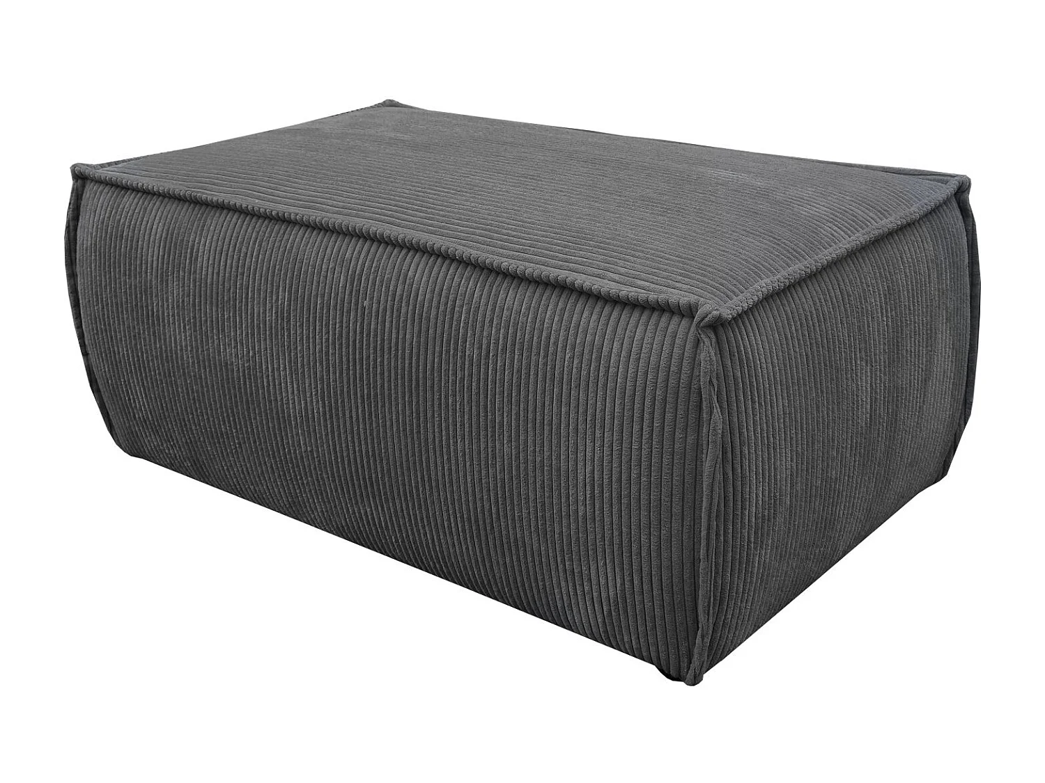 Pouf en Velours Côtelé Eva Gris Anthracite