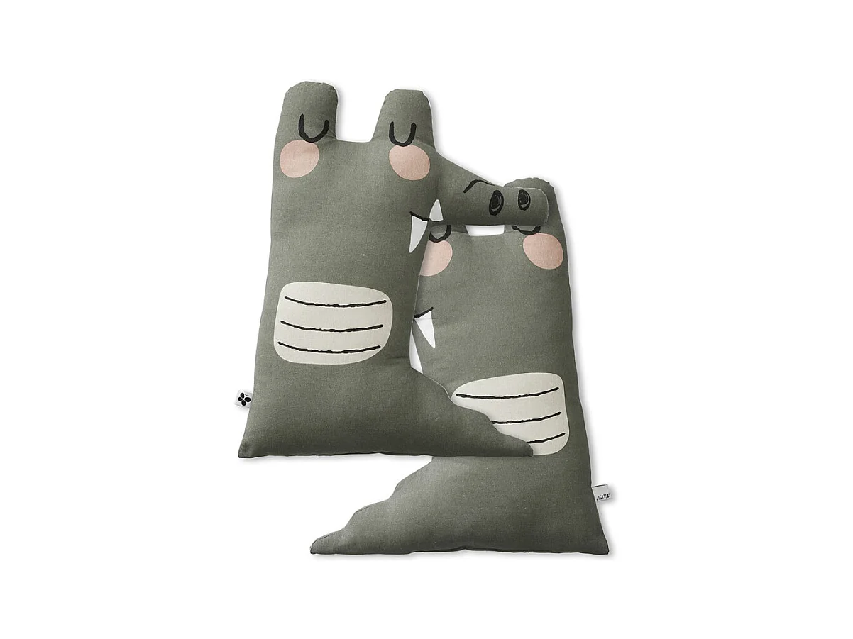 Coussin en forme de crocodile vert avec housse en coton - LOUIS