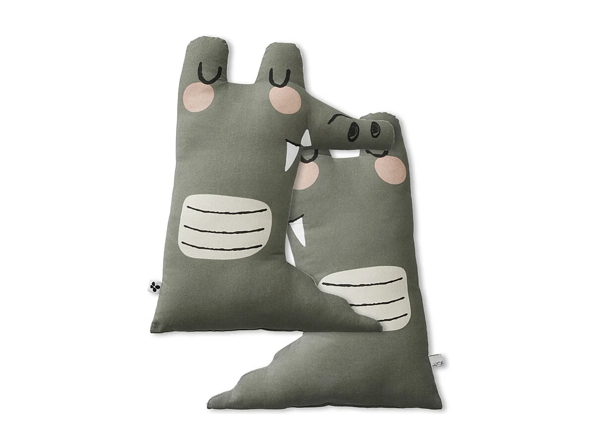 Coussin en forme de crocodile vert avec housse en coton - LOUIS