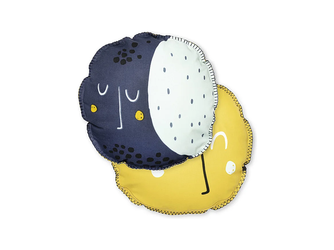 Coussin forme de lune / soleil avec housse amovible en coton - SUNNY