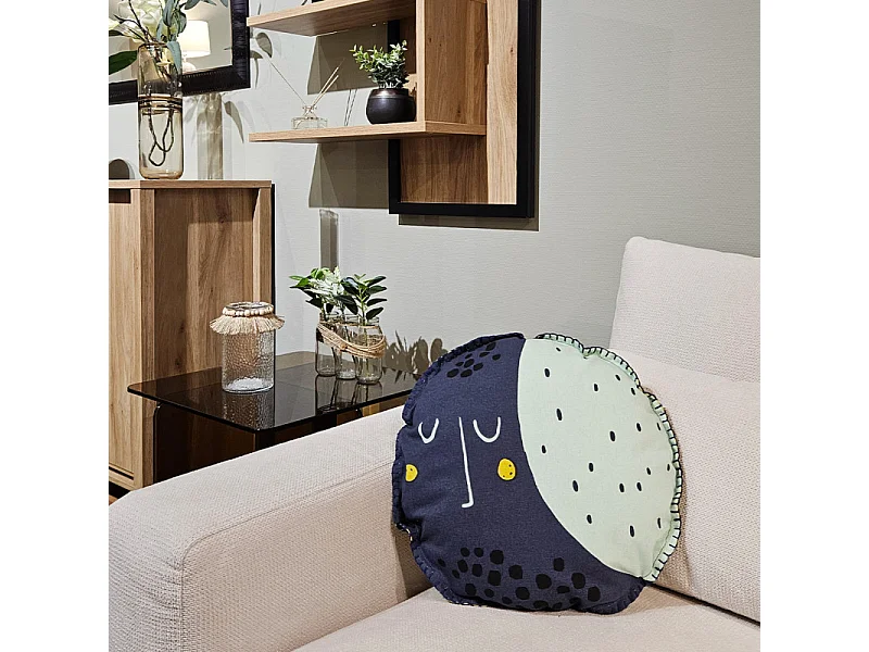Coussin forme de lune / soleil avec housse amovible en coton - SUNNY