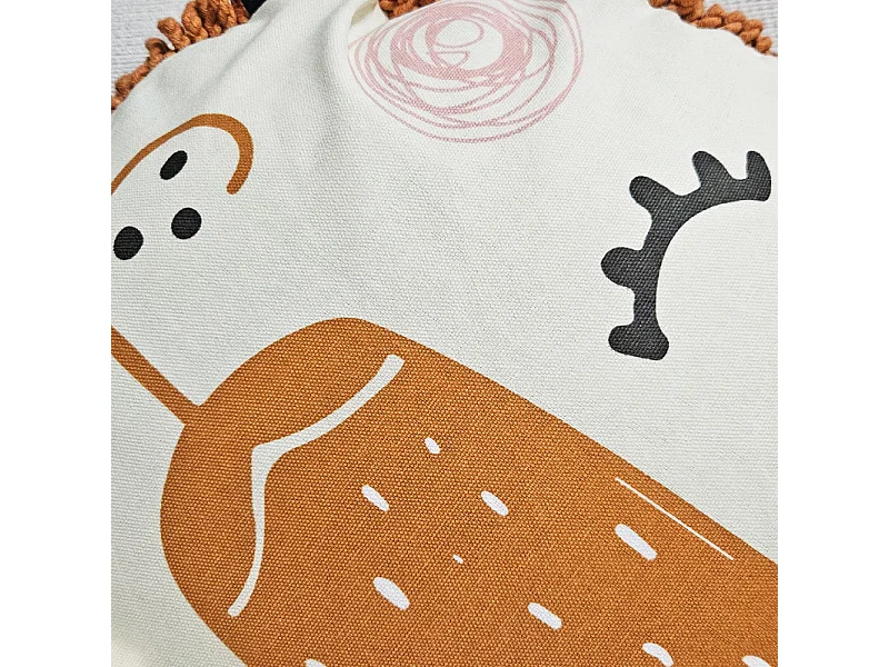 Coussin en forme de lion orange avec housse amovible en coton - LEON