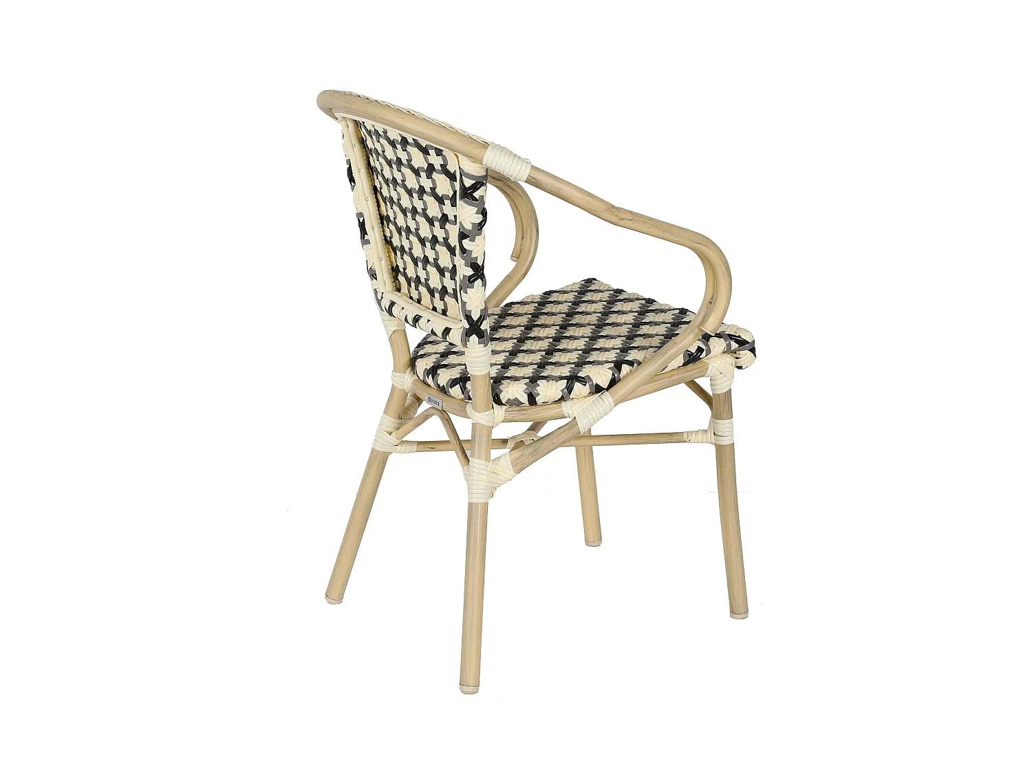 Ensemble table de terrasse marbre blanc et 2 chaises noir