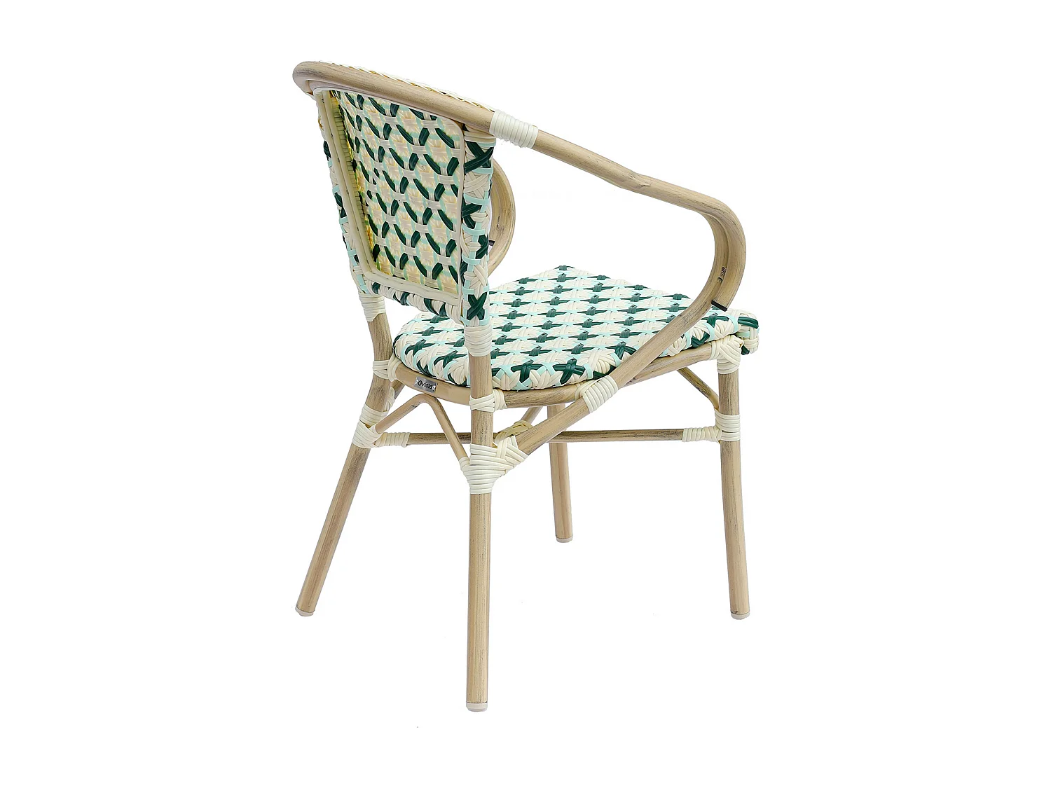 Ensemble table de terrasse marbre blanc et 2 chaises vert