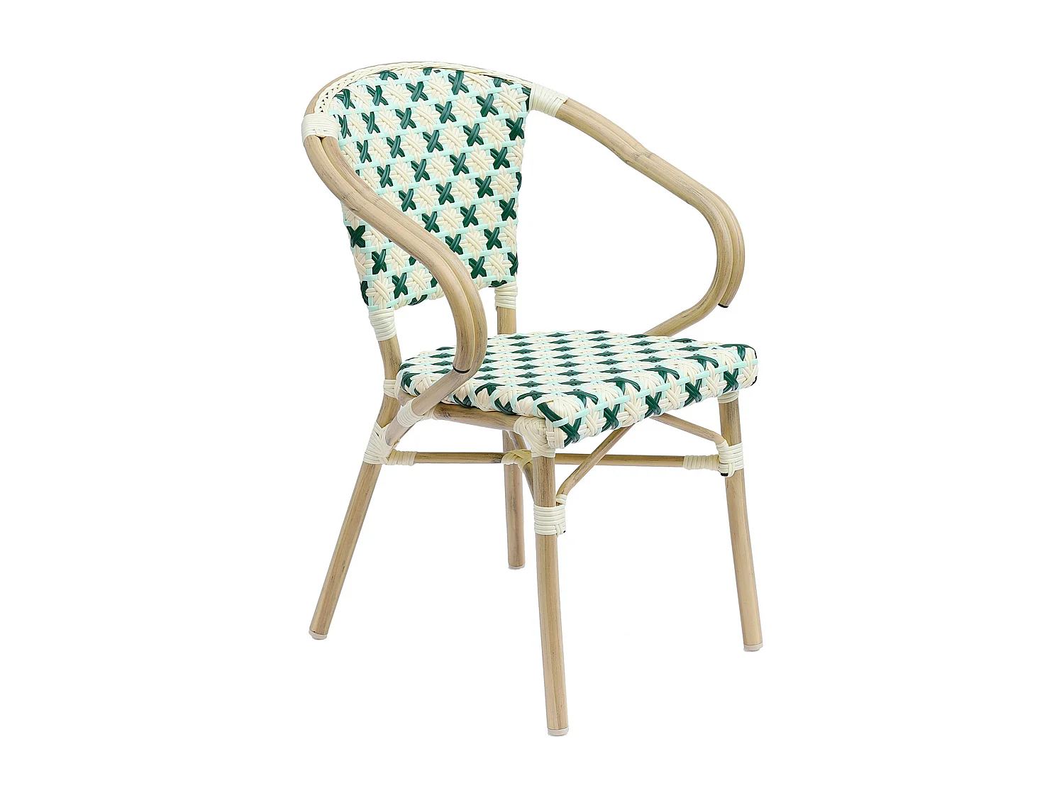 Ensemble table de terrasse marbre noir et 2 chaises vert