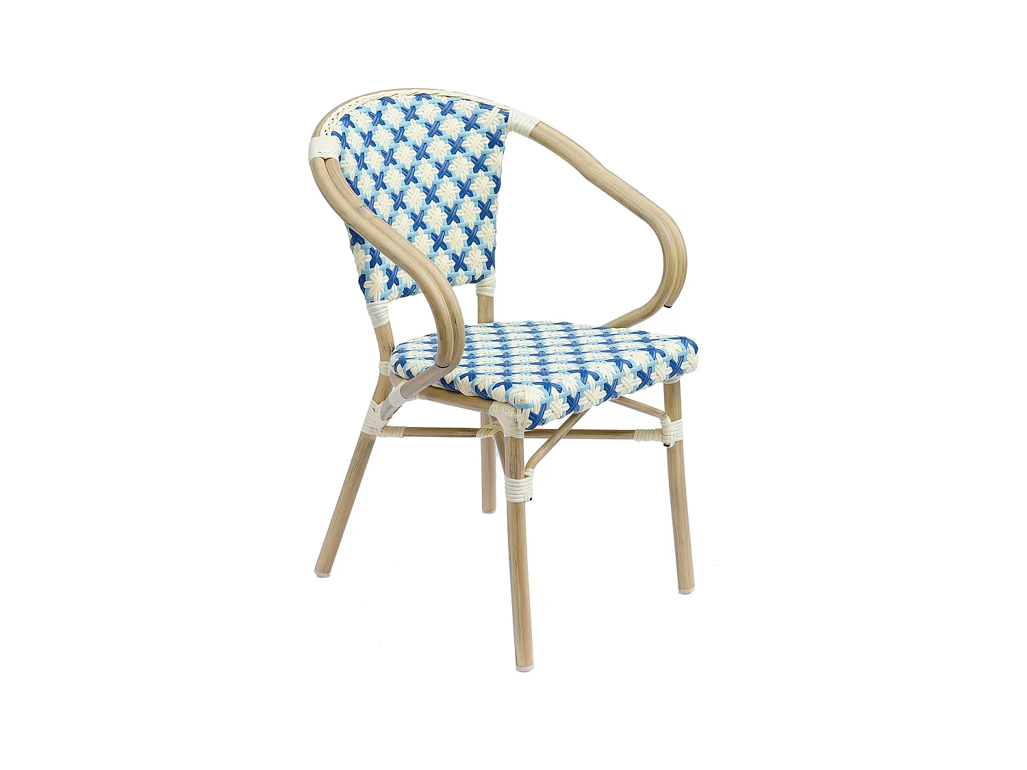 Ensemble table de terrasse marbre blanc et 2 chaises bleu