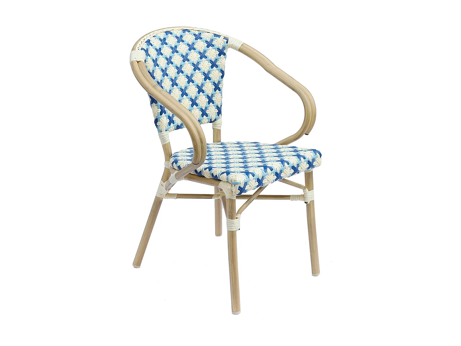 Ensemble table de terrasse marbre blanc et 2 chaises bleu