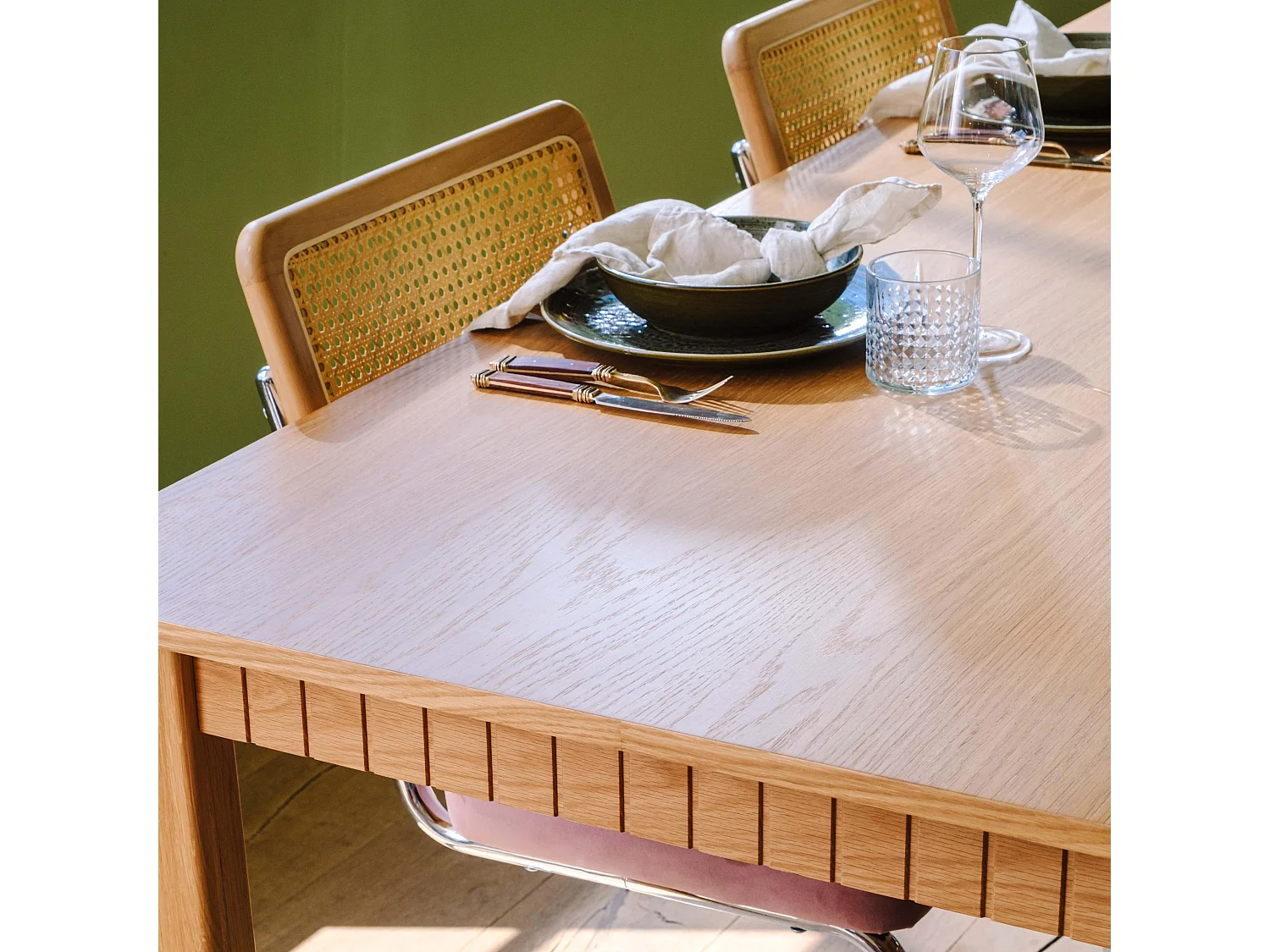 Table à manger rectangulaire en MDF plaqué chêne 200 cm