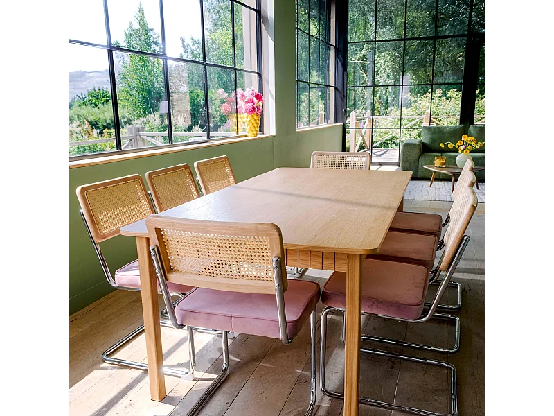 Rechthoekige eettafel in eiken gefineerd MDF 200 cm