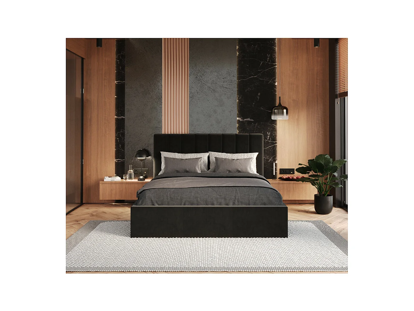 Lit coffre Colorado 140x200 - Sommier inclus Noir